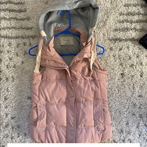 Pink puffer vest with hood